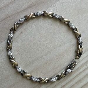 Ross Simons Tennis Bracelet 6 3/4" Cubic Zirconia Gold Vermeil 925 Sterling 9.0g